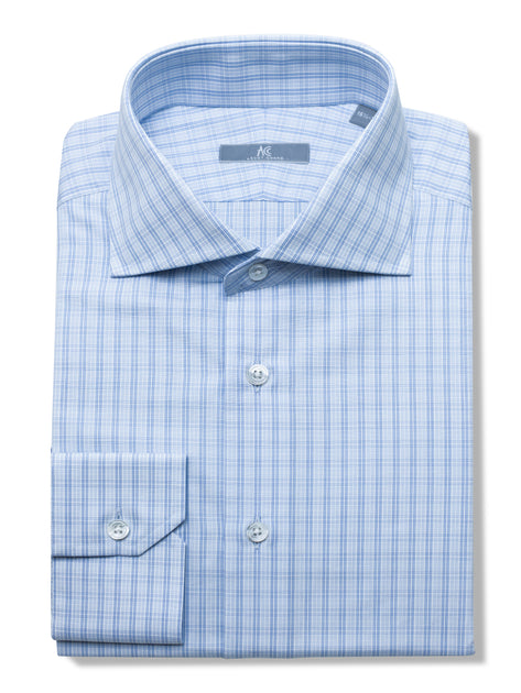 Ascot Chang アスコットチャン ドレスシャツ 長袖 ブルー チェック Men's Dress Shirts | Ascot Chang