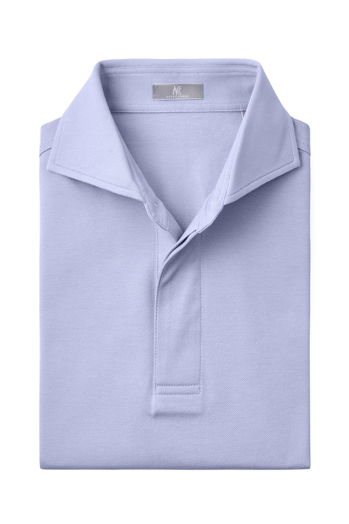 Light Blue Spread Collar Polo - Short Sleeve Davis Fit (Slim)
