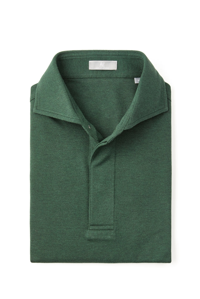 Dark Green Spread Collar Polo - Short Sleeve Davis Fit (Slim)
