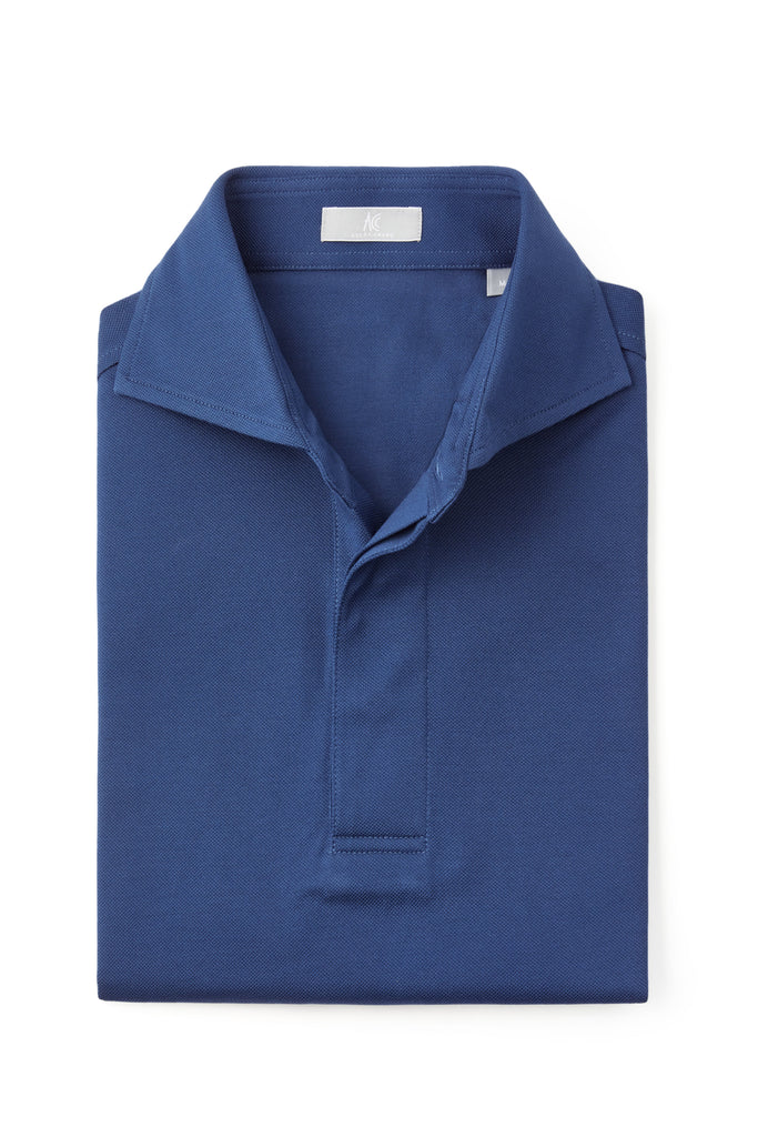 Bright Navy Spread Collar Polo Shirt - Short Sleeve Davis Fit (Slim)