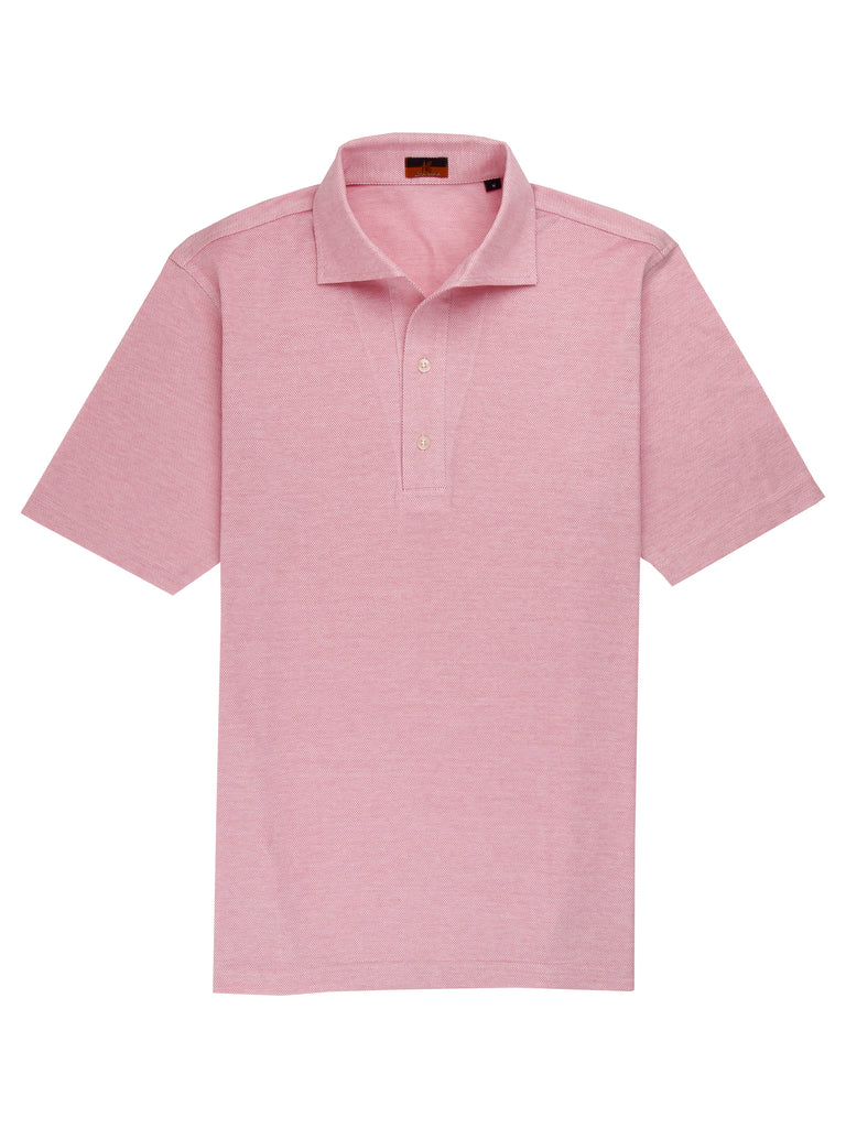 Ascot Chang One Piece Collar Pink Polo is made with our in-house 100% cotton pique, our polos are cut in a slim fit and feature an Italian one piece collar.