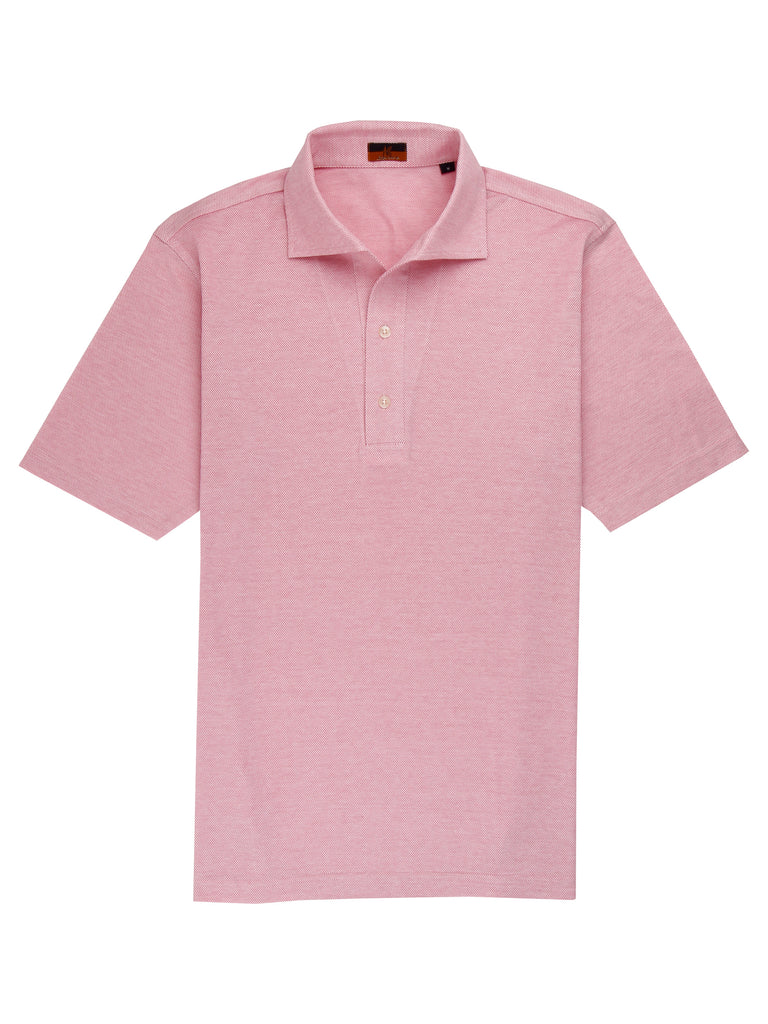 Ascot Chang One Piece Collar Pink Polo is made with our in-house 100% cotton pique, our polos are cut in a slim fit and feature an Italian one piece collar.