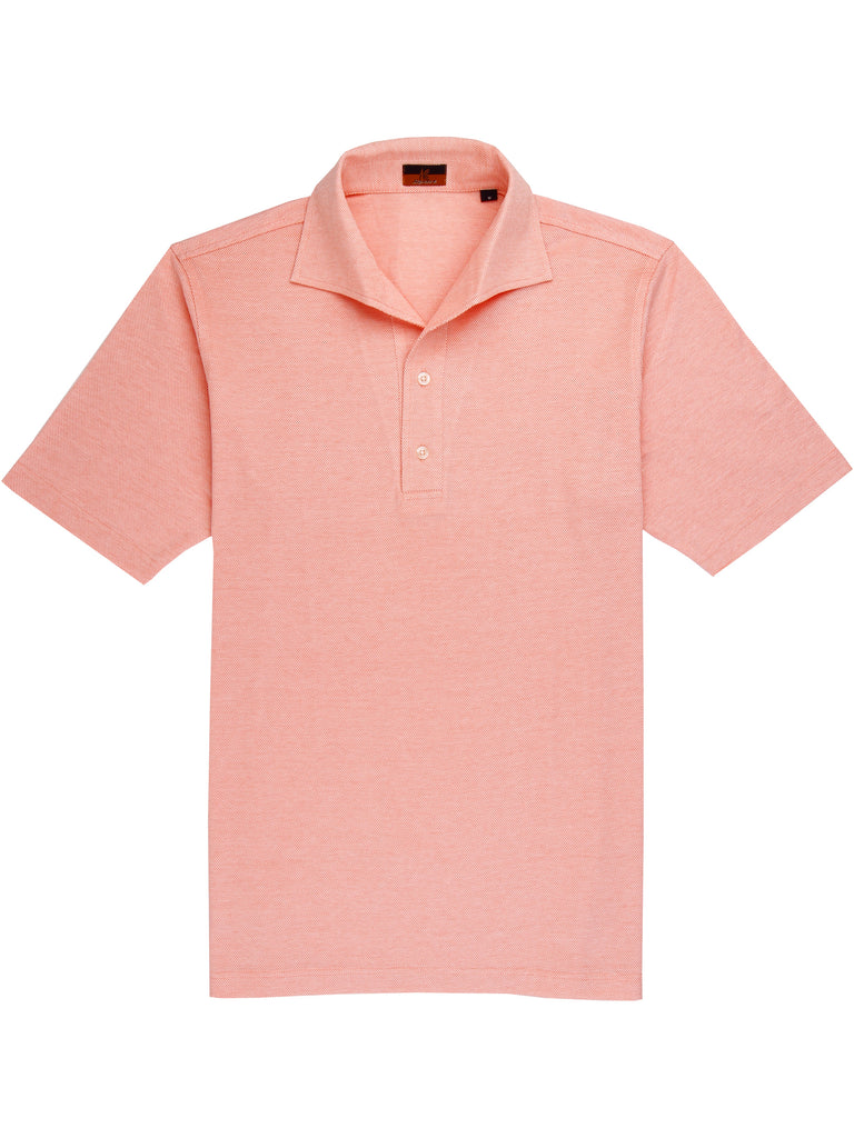 Ascot Chang One Piece Collar Orange Polo is made with our in-house 100% cotton pique, our polos are cut in a slim fit and feature an Italian one piece collar.
