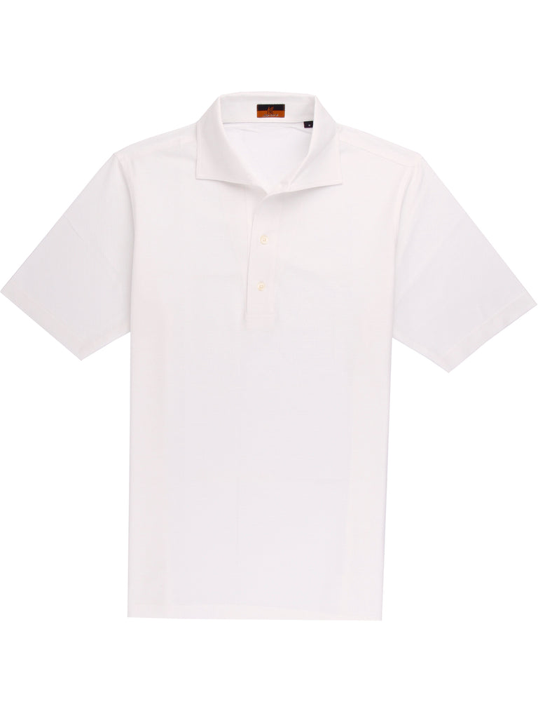 Made with our in-house 100% cotton pique, our polos are cut in a slim fit and feature an Italian one piece collar. This specific polo is made with an extra breathable open weave pique. 